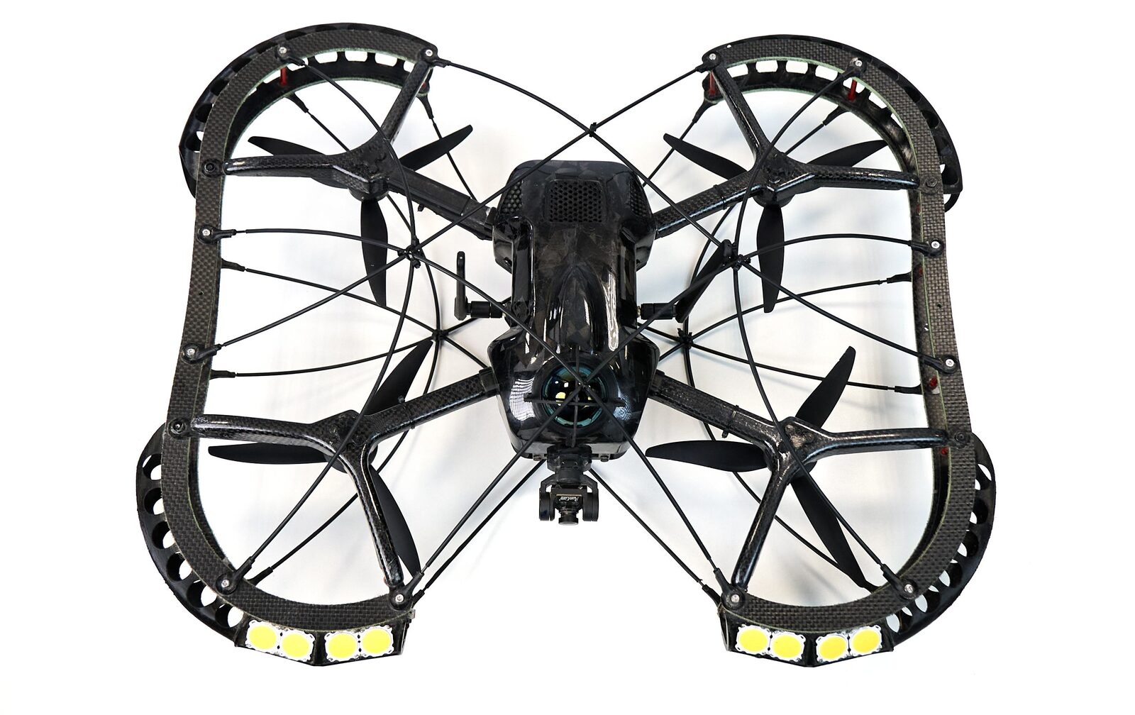 Top view of the Zillant drone showing the protective cage
